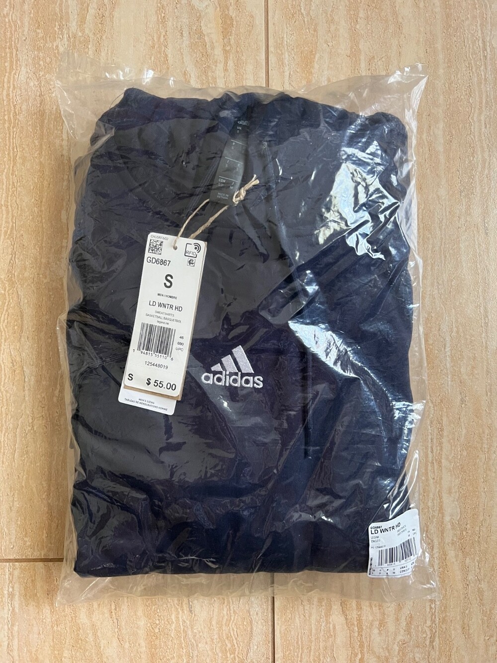 Size S - adidas Men's Small Logo Basketball Hooded Sports Sweatshirt Navy GD6867